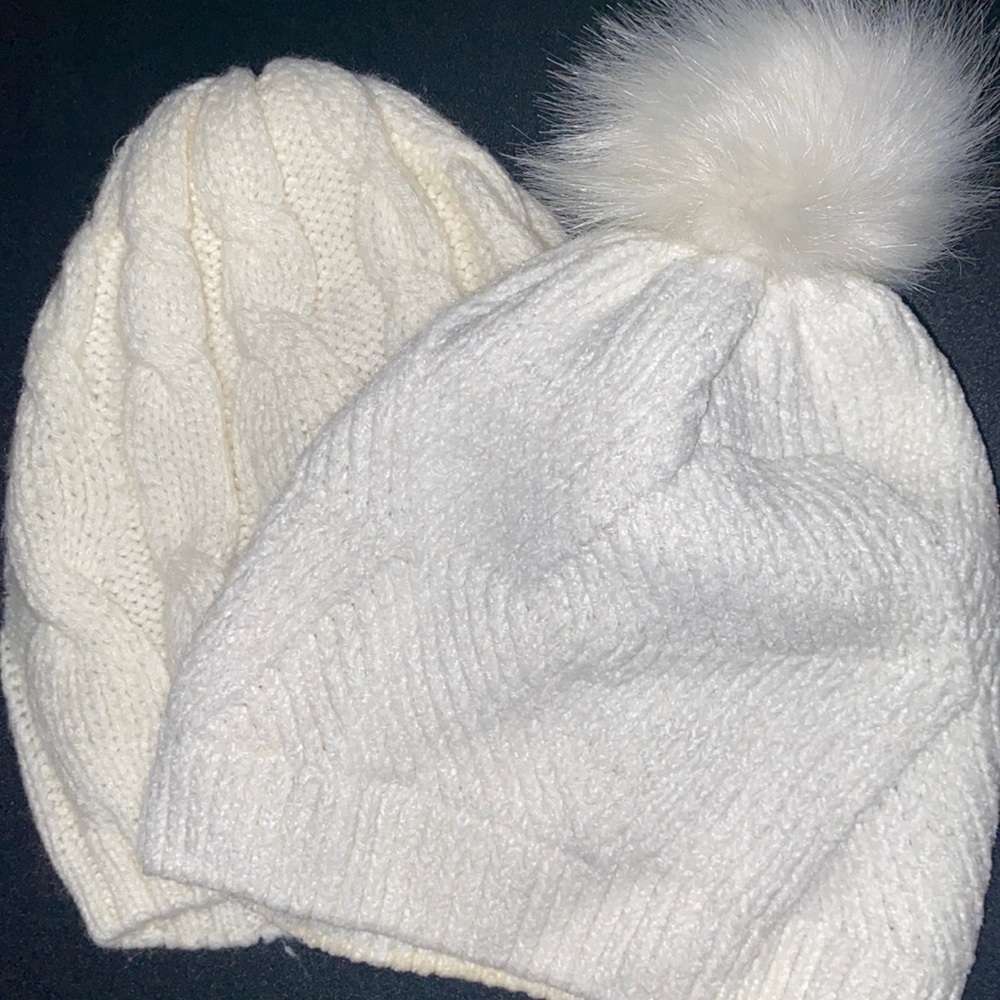 2 IN 1: TWO White Winter Hats!